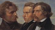 Julius Hubner Portrait of the Painters Carl Friedrich Lessing,Carl Sohn and Theodor Hildebrandt Norge oil painting reproduction